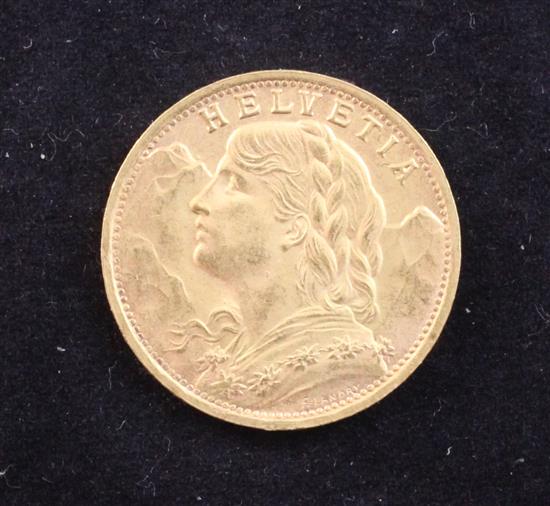 A 1947 gold 20 franc